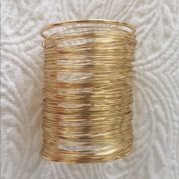 New MultiLayer Wire Cuff Bangle Bracelet in Gold - Picture 3 of 5